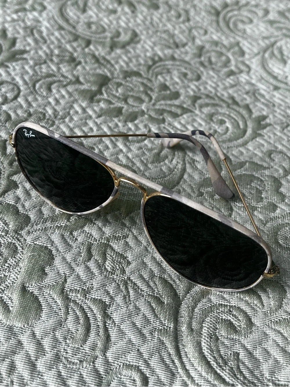 Ray-Ban RB3025JM Full Color 171 Green Camo Aviator Sunglasses w/ Case